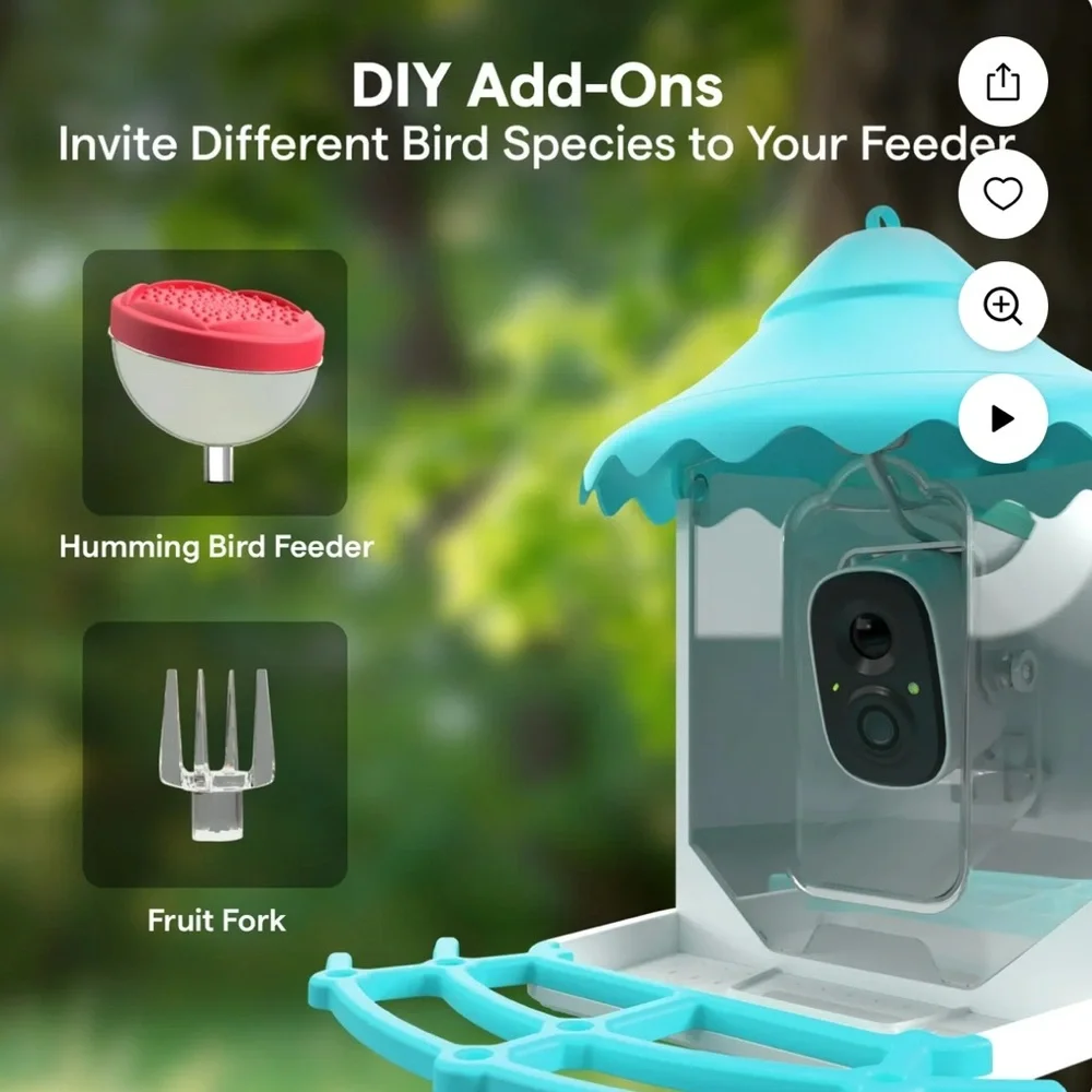 Solar-Powered Bird Feeder with Camera - Orange